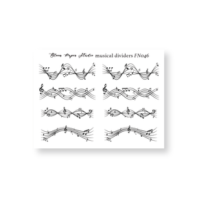 FN046 Foiled Musical Dividers Planner Stickers