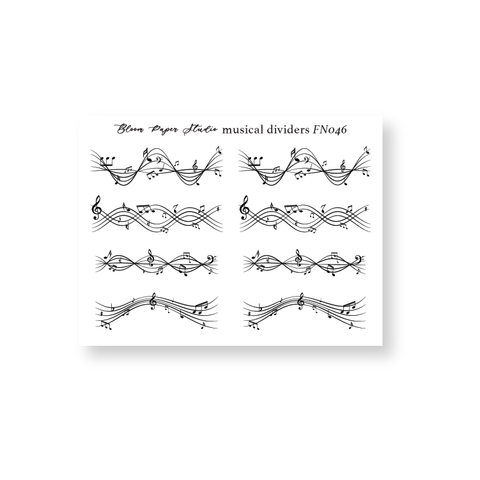 FN046 Foiled Musical Dividers Planner Stickers