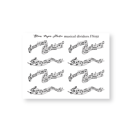 FN051 Foiled Musical Dividers Planner Stickers