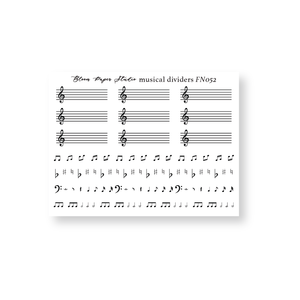 FN052 Foiled Musical Dividers Planner Stickers