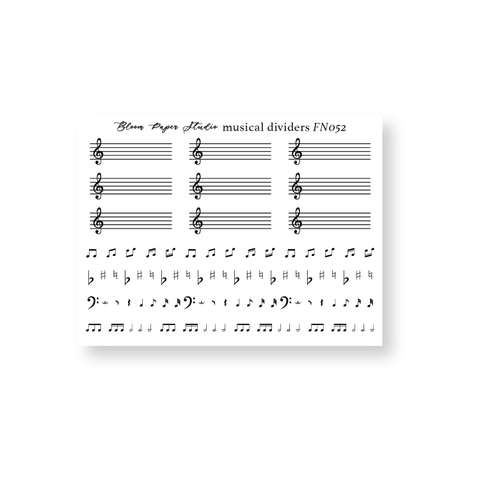 FN052 Foiled Musical Dividers Planner Stickers