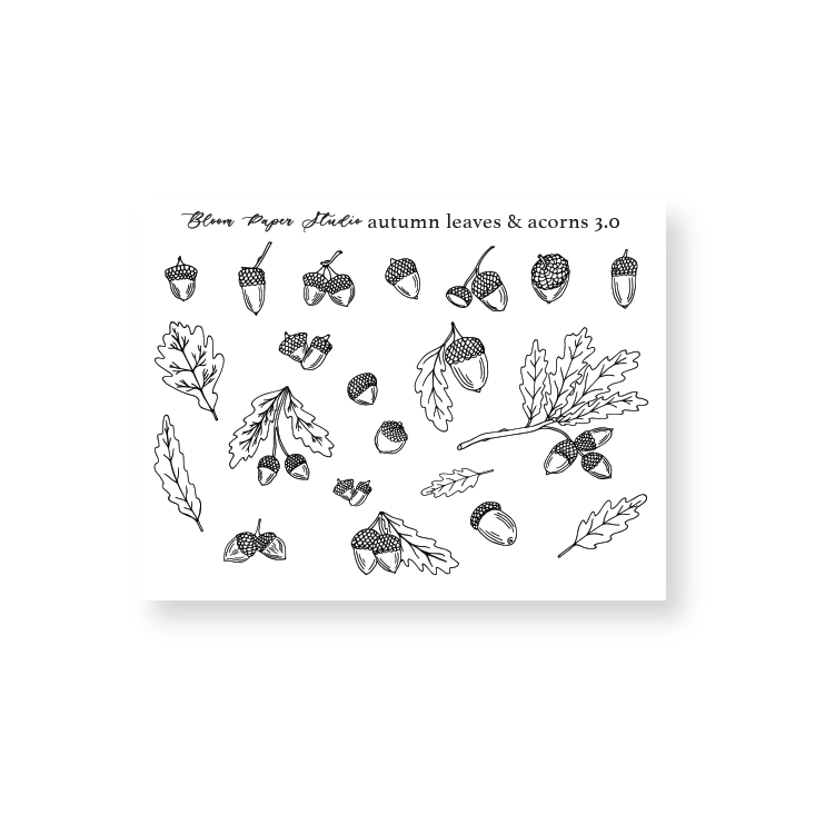 Foiled Fall/ Autumn Leaves & Acorns Stickers 3.0