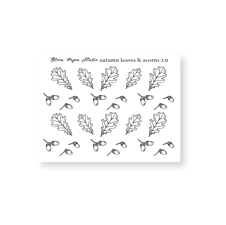 Foiled Fall/ Autumn Leaves & Acorns Stickers 2.0