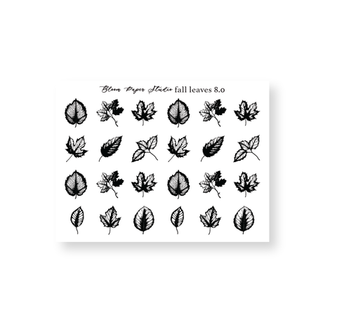 Foiled Fall/ Autumn Leaves Stickers 8.0
