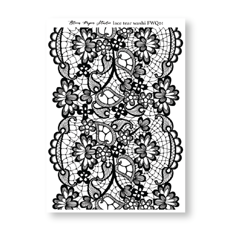 FWQ01 Foiled Lace Washi Paper Stickers