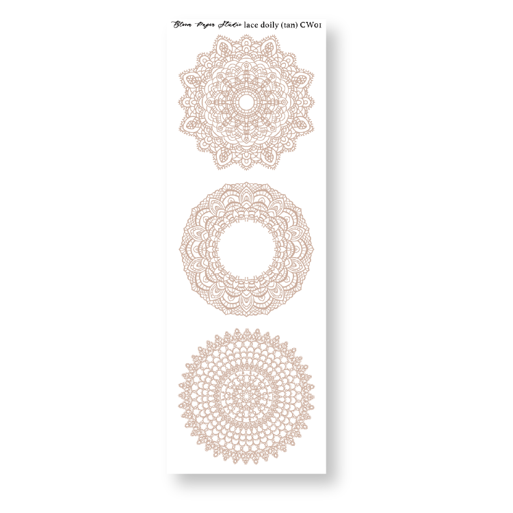 CW01 Lace Doily Journaling Planner Stickers (Tan)