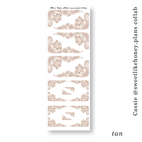 CW55 Lace Journaling Planner Stickers (Tan)