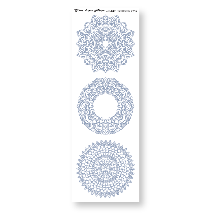 CW19 Lace Doily Journaling Planner Stickers (Cornflower)