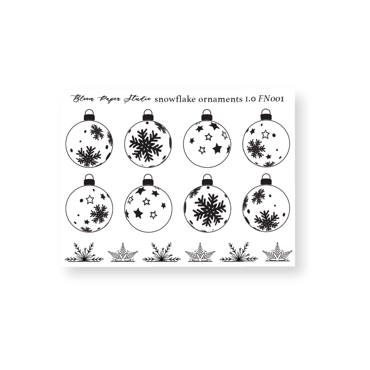 FN001 Foiled Snowflake Ornaments 1.0 Planner Stickers