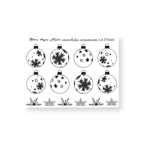 FN001 Foiled Snowflake Ornaments 1.0 Planner Stickers