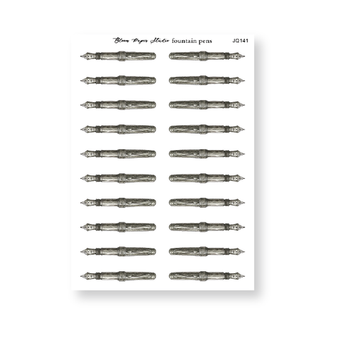 Watercolor Fountain Pens Journaling Planner Stickers