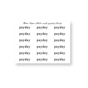 FN270 Foiled Script Serif: Payday Planner Stickers