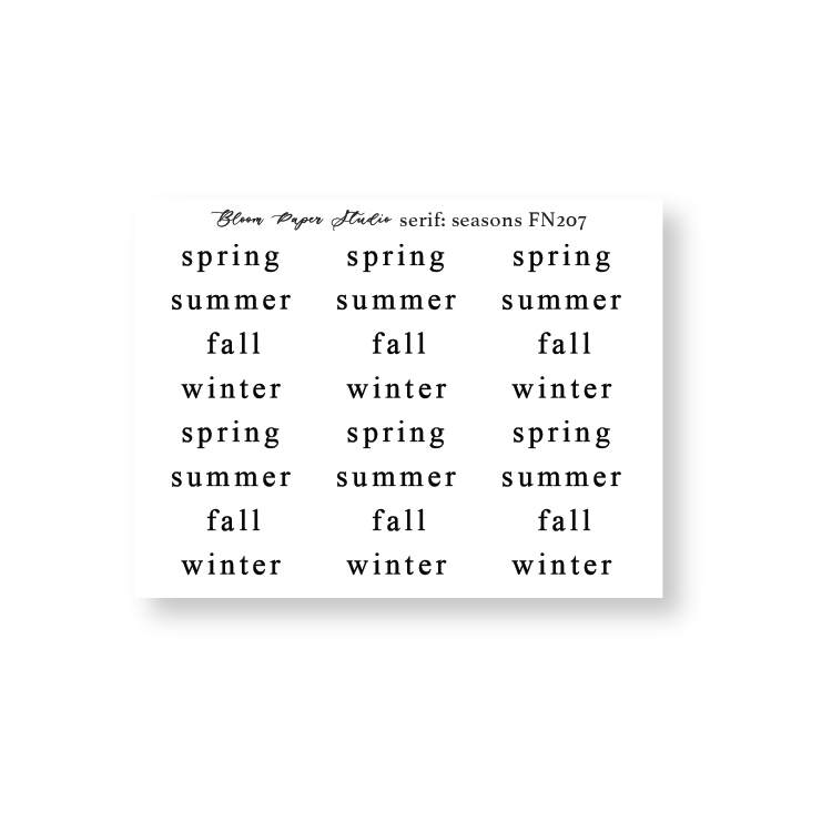 FN207 Foiled Script Serif: Seasons Planner Stickers