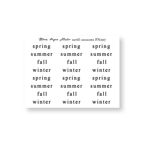 FN207 Foiled Script Serif: Seasons Planner Stickers