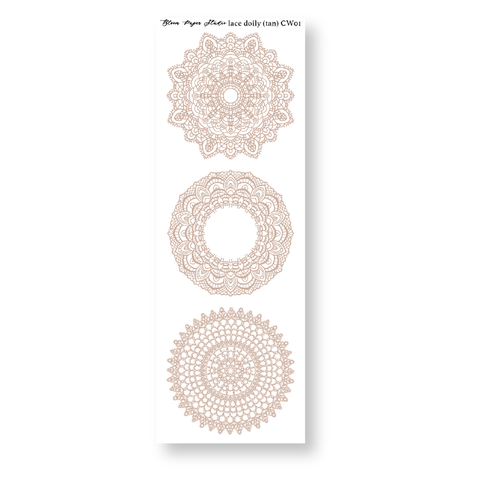 CW01 Lace Doily Journaling Planner Stickers (Tan)