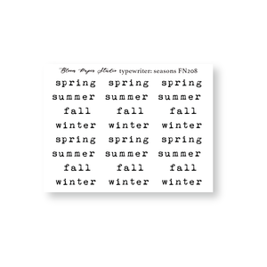 FN208 Foiled Script Typewriter: Seasons Planner Stickers