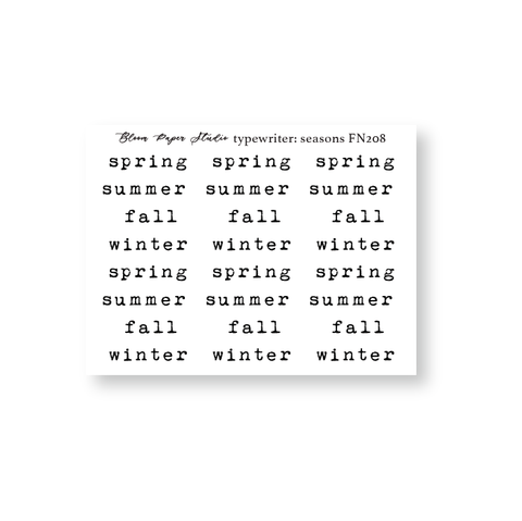 FN208 Foiled Script Typewriter: Seasons Planner Stickers