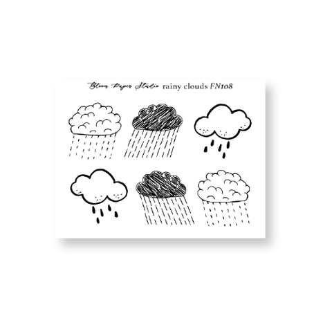 FN108 Foiled Rainy Clouds Planner Stickers