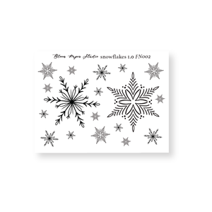 FN002 Foiled Snowflakes 1.0 Planner Stickers