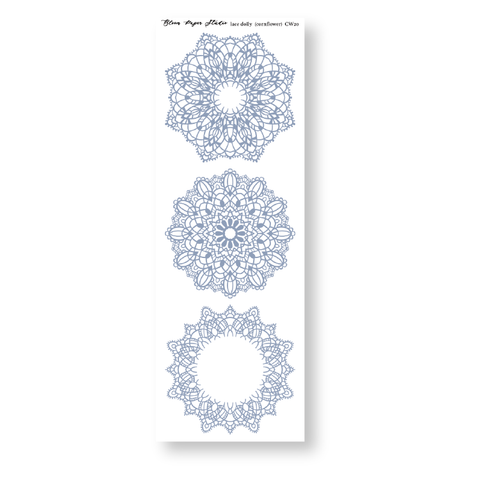 CW20 Lace Doily Journaling Planner Stickers (Cornflower)