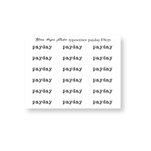FN271 Foiled Script Typewriter: Payday Planner Stickers