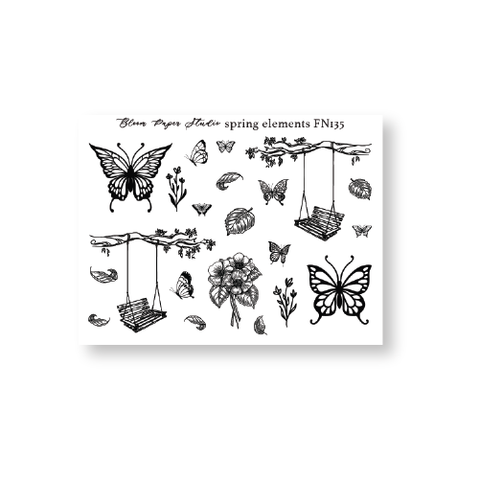 FN135 Foiled Spring Elements Planner Stickers