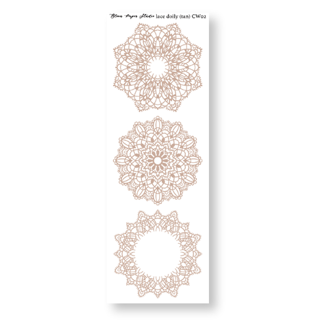 CW02 Lace Doily Journaling Planner Stickers (Tan)
