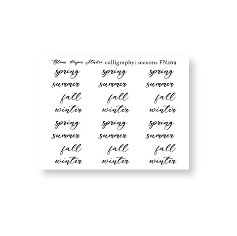 FN209 Foiled Script Calligraphy: Seasons Planner Stickers