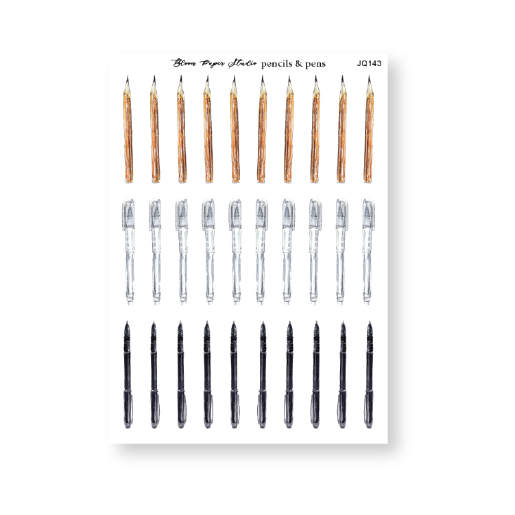 Watercolor Calligraphy Pencils & Pens Journaling Planner Stickers