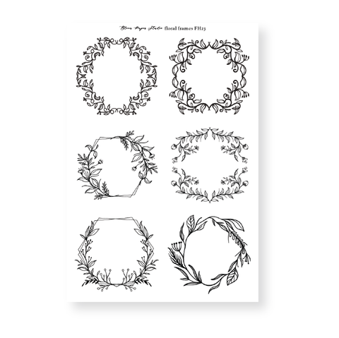 FH23 Foiled Floral Frames Planner Journal Stickers