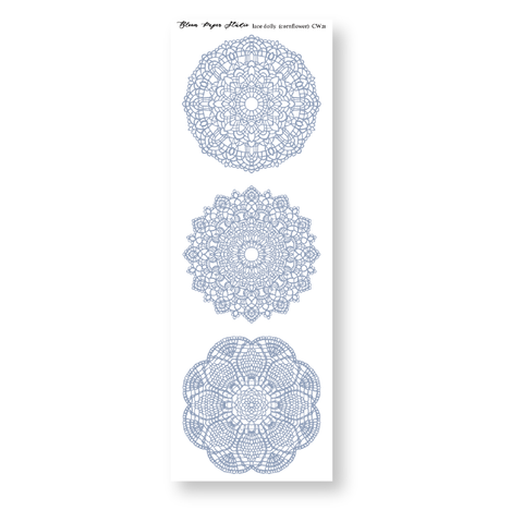 CW21 Lace Doily Journaling Planner Stickers (Cornflower)