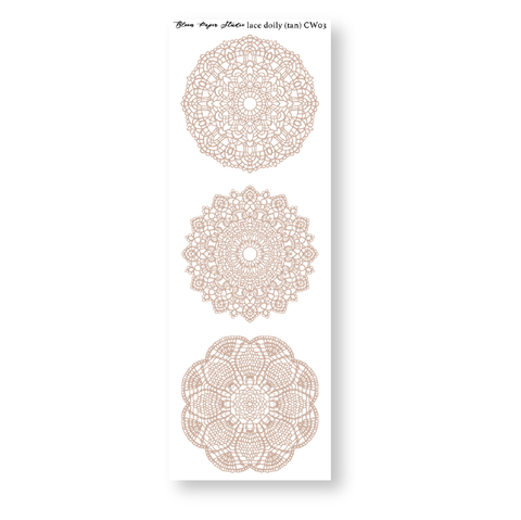 CW03 Lace Doily Journaling Planner Stickers (Tan)