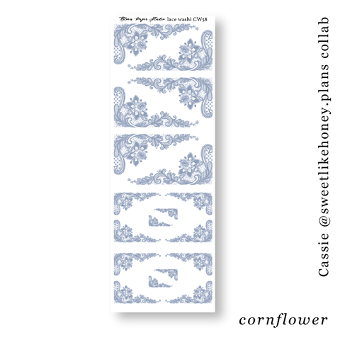 CW58 Lace Journaling Planner Stickers (Cornflower)