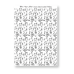 FWQ24 Foiled Sheet Music Washi Paper Stickers