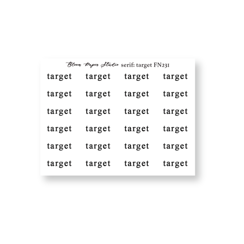 FN231 Foiled Script Serif: Target Planner Stickers