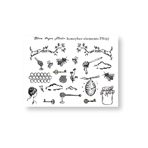 FN137 Foiled Honey Bee Elements Planner Stickers
