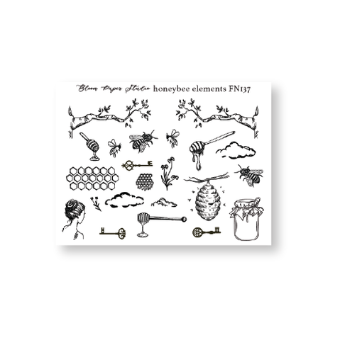 FN137 Foiled Honey Bee Elements Planner Stickers