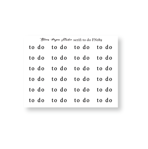 FN189 Foiled Script Serif: To Do Planner Stickers