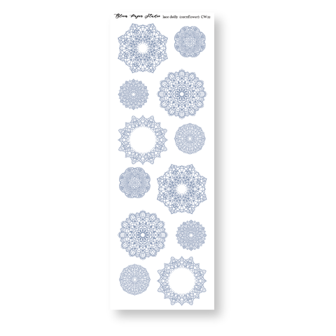CW22 Lace Doily Journaling Planner Stickers (Cornflower)