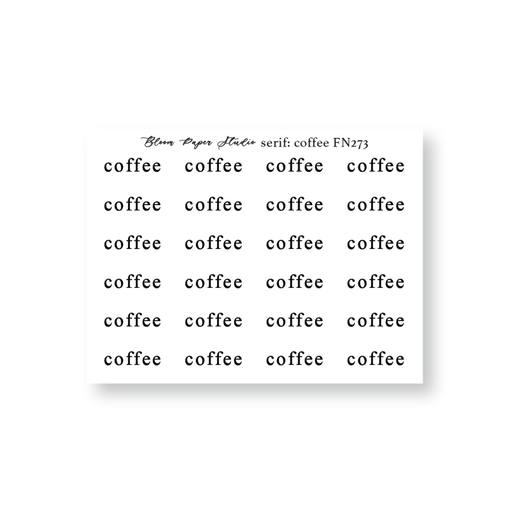 FN273 Foiled Script Serif: Coffee Planner Stickers