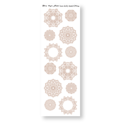 CW04 Lace Doily Journaling Planner Stickers (Tan)