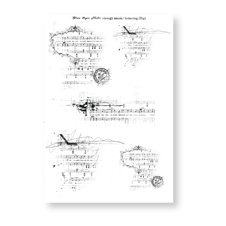 JH45 Foiled Vintage Music/ Lettering Journaling Planner Stickers