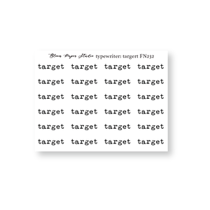 FN232 Foiled Script Tyepwriter: Target Planner Stickers