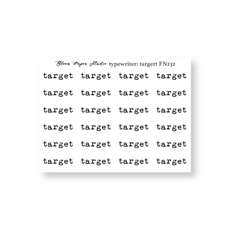 FN232 Foiled Script Tyepwriter: Target Planner Stickers