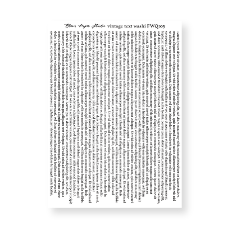 FWQ105 Foiled Vintage Text Washi Paper Stickers