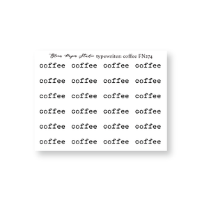FN274 Foiled Script Typewriter: Coffee Planner Stickers