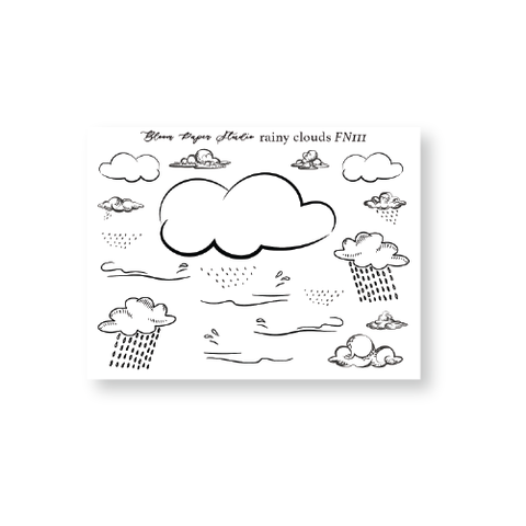 FN111 Foiled Rainy Clouds Planner Stickers