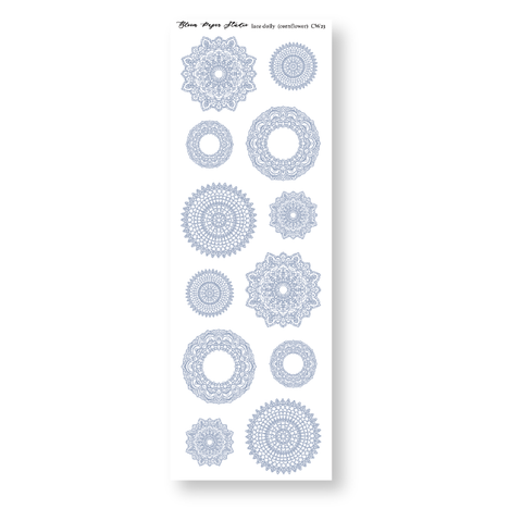 CW23 Lace Doily Journaling Planner Stickers (Cornflower)
