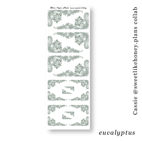 CW59 Lace Journaling Planner Stickers (Eucalyptus)