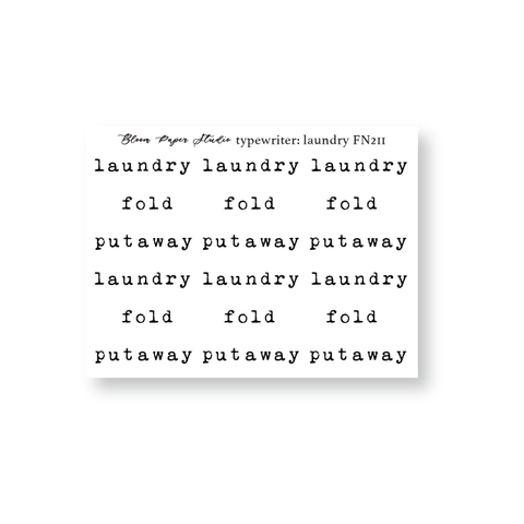 FN211 Foiled Script Typewriter: Laundry Planner Stickers